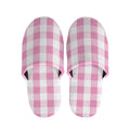 Pink And White Check Pattern Print Slippers