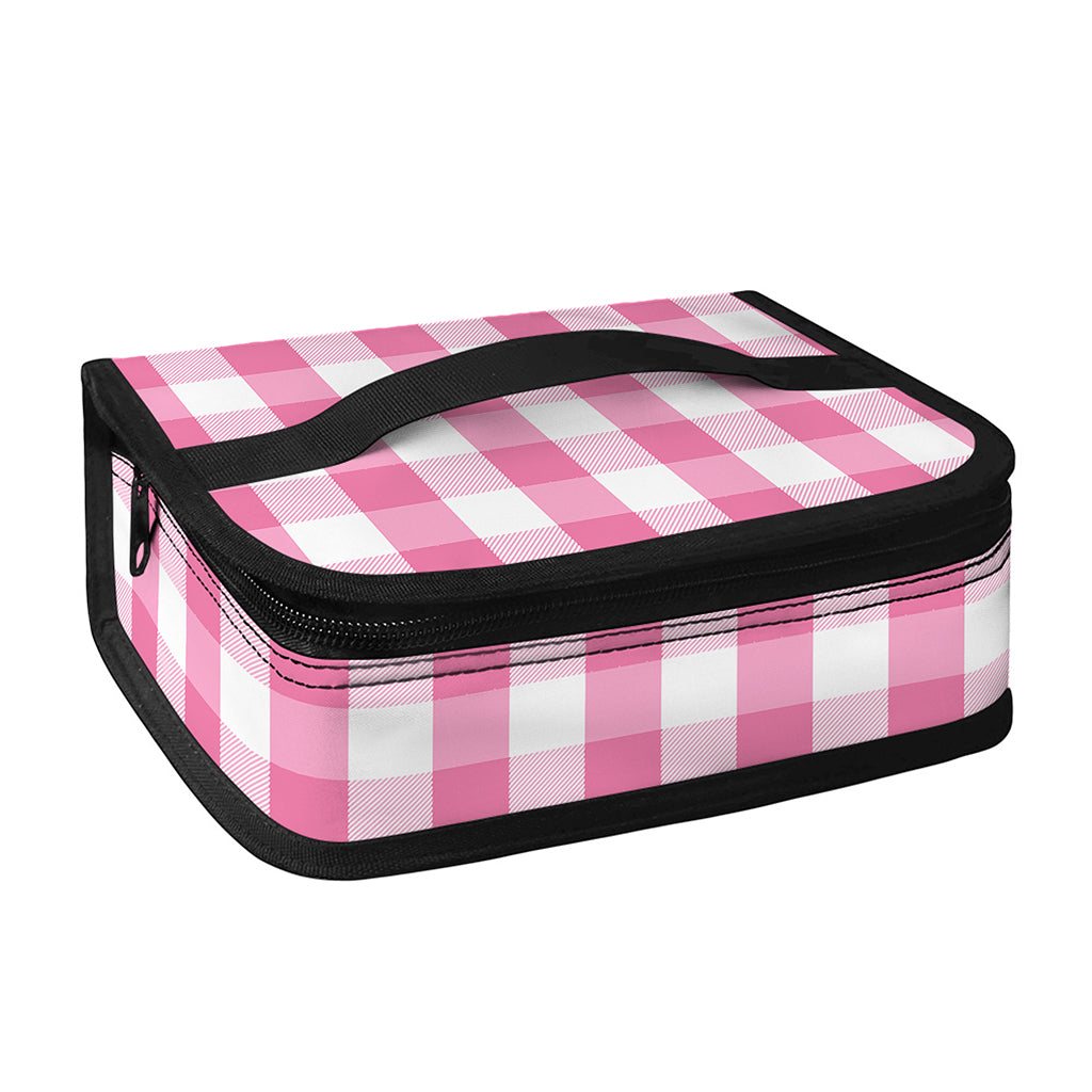 Pink And White Check Pattern Print Small Lunch Bag