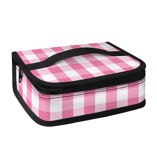 Pink And White Check Pattern Print Small Lunch Bag
