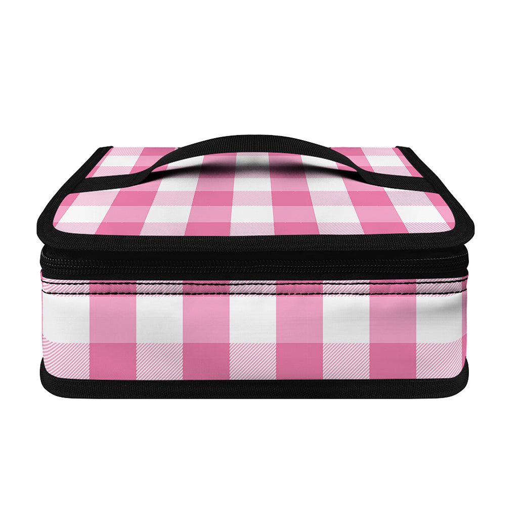 Pink And White Check Pattern Print Small Lunch Bag