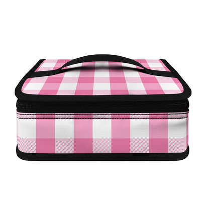 Pink And White Check Pattern Print Small Lunch Bag