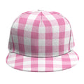 Pink And White Check Pattern Print Snapback Cap