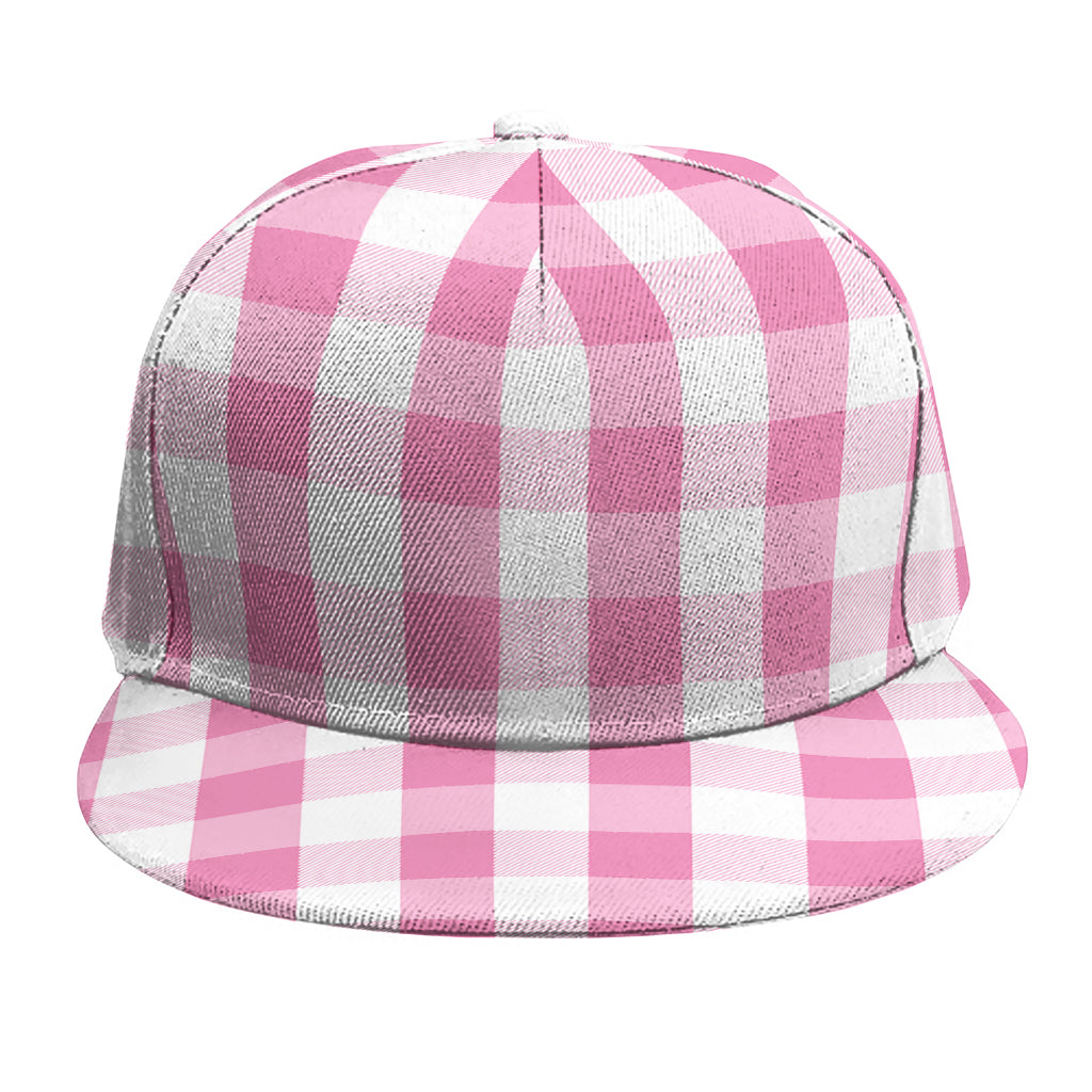 Pink And White Check Pattern Print Snapback Cap