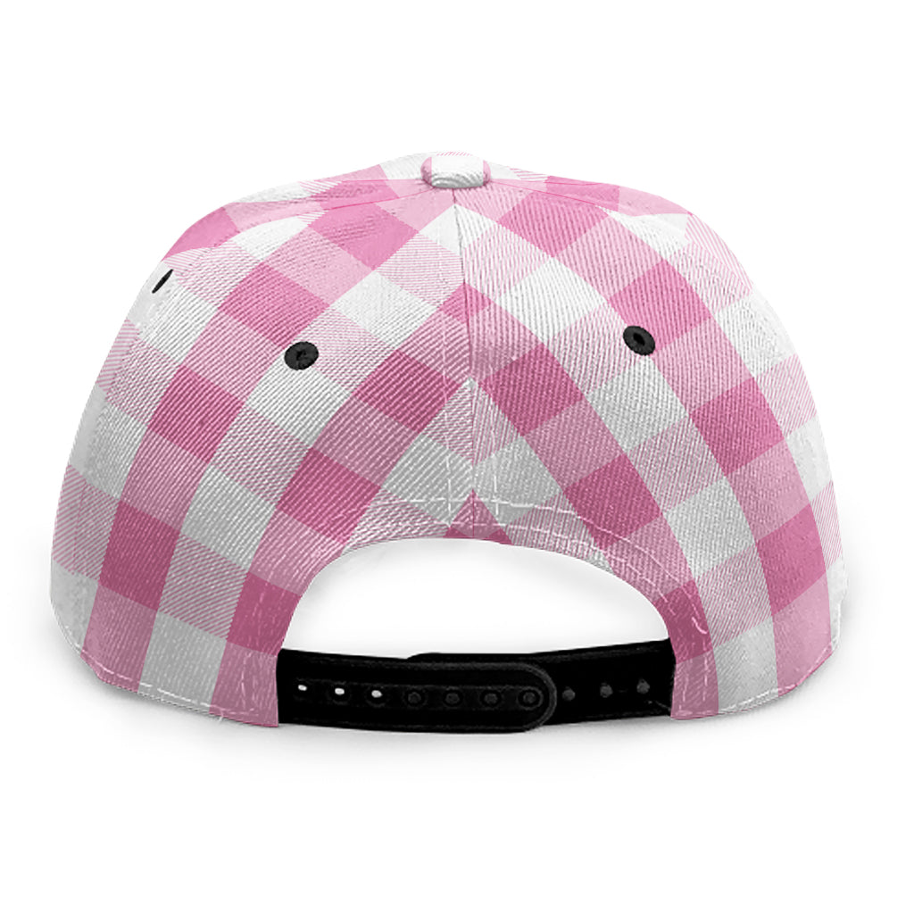 Pink And White Check Pattern Print Snapback Cap