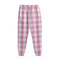Pink And White Check Pattern Print Sweatpants