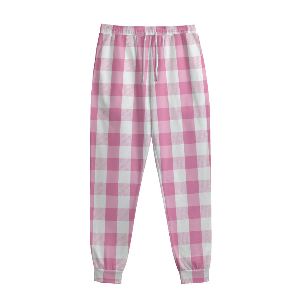 Pink And White Check Pattern Print Sweatpants