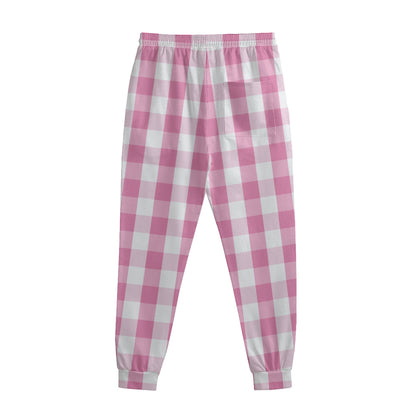 Pink And White Check Pattern Print Sweatpants