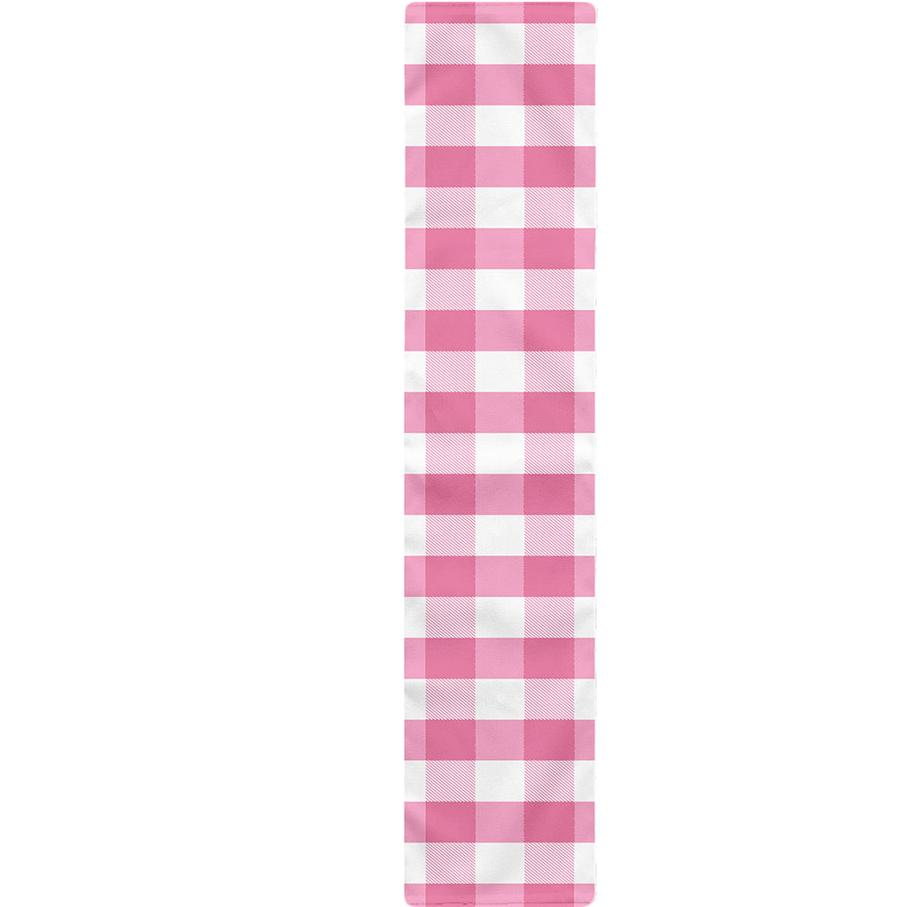 Pink And White Check Pattern Print Table Runner