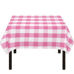 Pink And White Check Pattern Print Tablecloth
