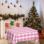 Pink And White Check Pattern Print Tablecloth