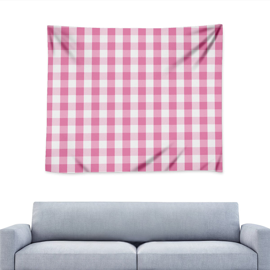 Pink And White Check Pattern Print Tapestry