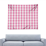 Pink And White Check Pattern Print Tapestry