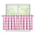 Pink And White Check Pattern Print Tier Curtains