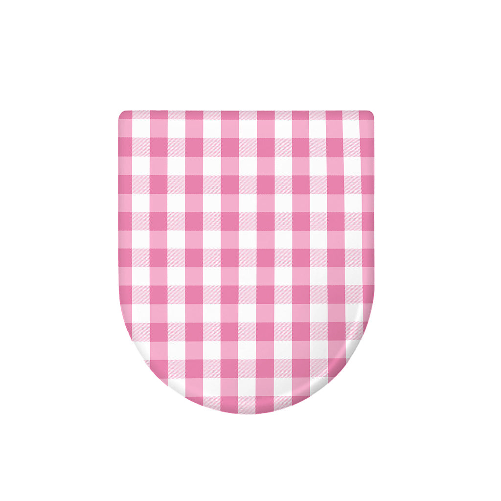 Pink And White Check Pattern Print Toilet Lid Cover