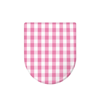 Pink And White Check Pattern Print Toilet Lid Cover