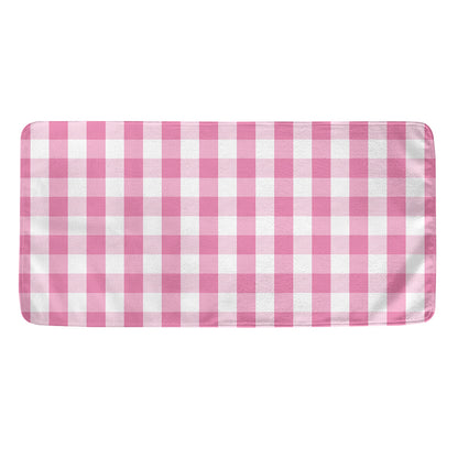 Pink And White Check Pattern Print Towel