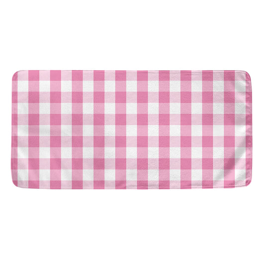 Pink And White Check Pattern Print Towel