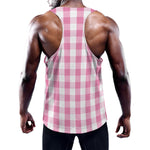 Pink And White Check Pattern Print Training Tank Top
