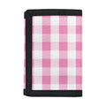 Pink And White Check Pattern Print Trifold Wallet