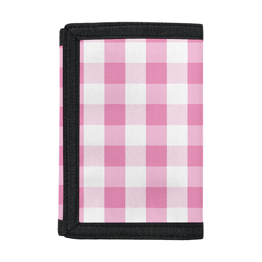 Pink And White Check Pattern Print Trifold Wallet
