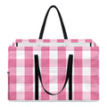 Pink And White Check Pattern Print Utility Tote Bag