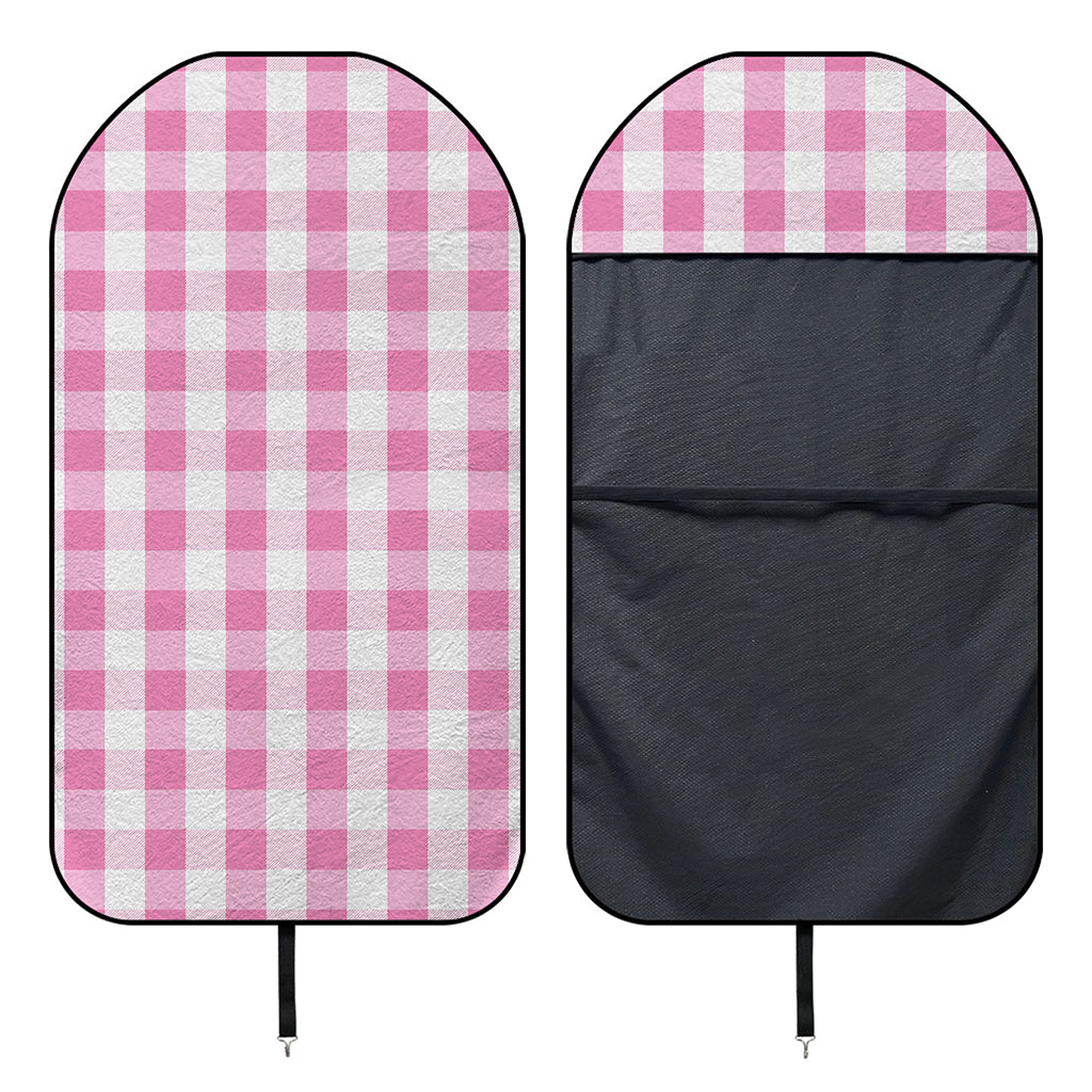 Pink And White Check Pattern Print Waterproof Car Seat Cover