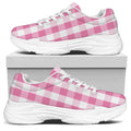Pink And White Check Pattern Print White Chunky Shoes