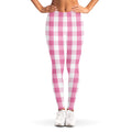 Pink And White Check Pattern Print Women's Leggings