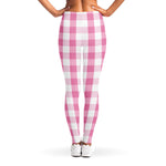 Pink And White Check Pattern Print Women's Leggings