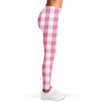 Pink And White Check Pattern Print Women's Leggings
