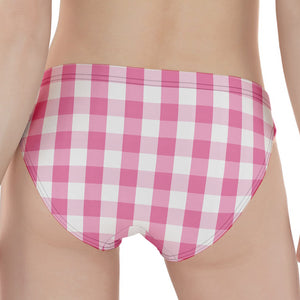 Pink And White Check Pattern Print Women's Panties