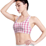Pink And White Check Pattern Print Women's Sports Bra