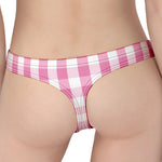 Pink And White Check Pattern Print Women's Thong