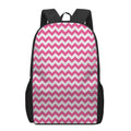 Pink And White Chevron Pattern Print 17 Inch Backpack