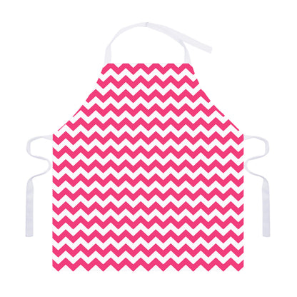 Pink And White Chevron Pattern Print Adjustable Apron