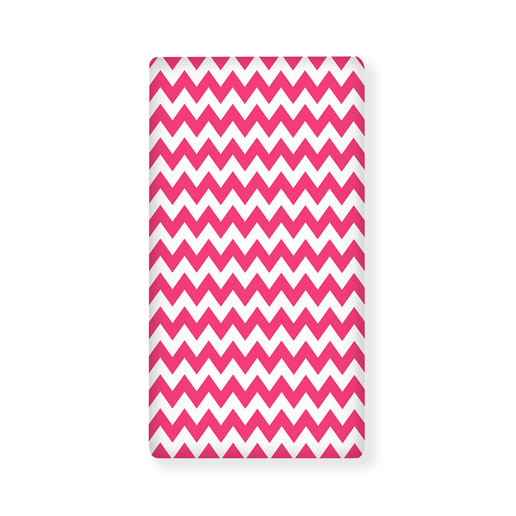 Pink And White Chevron Pattern Print Baby Crib Sheet