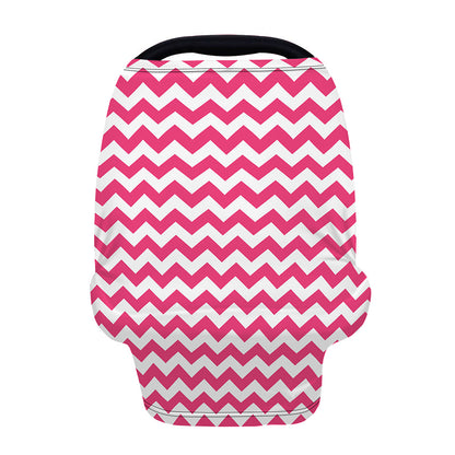 Pink And White Chevron Pattern Print Baby Seat Cover