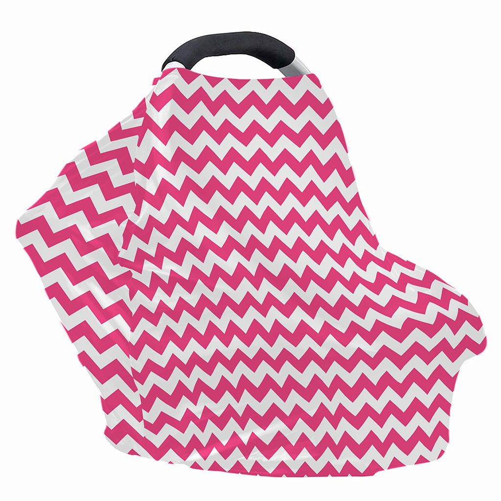 Pink And White Chevron Pattern Print Baby Seat Cover