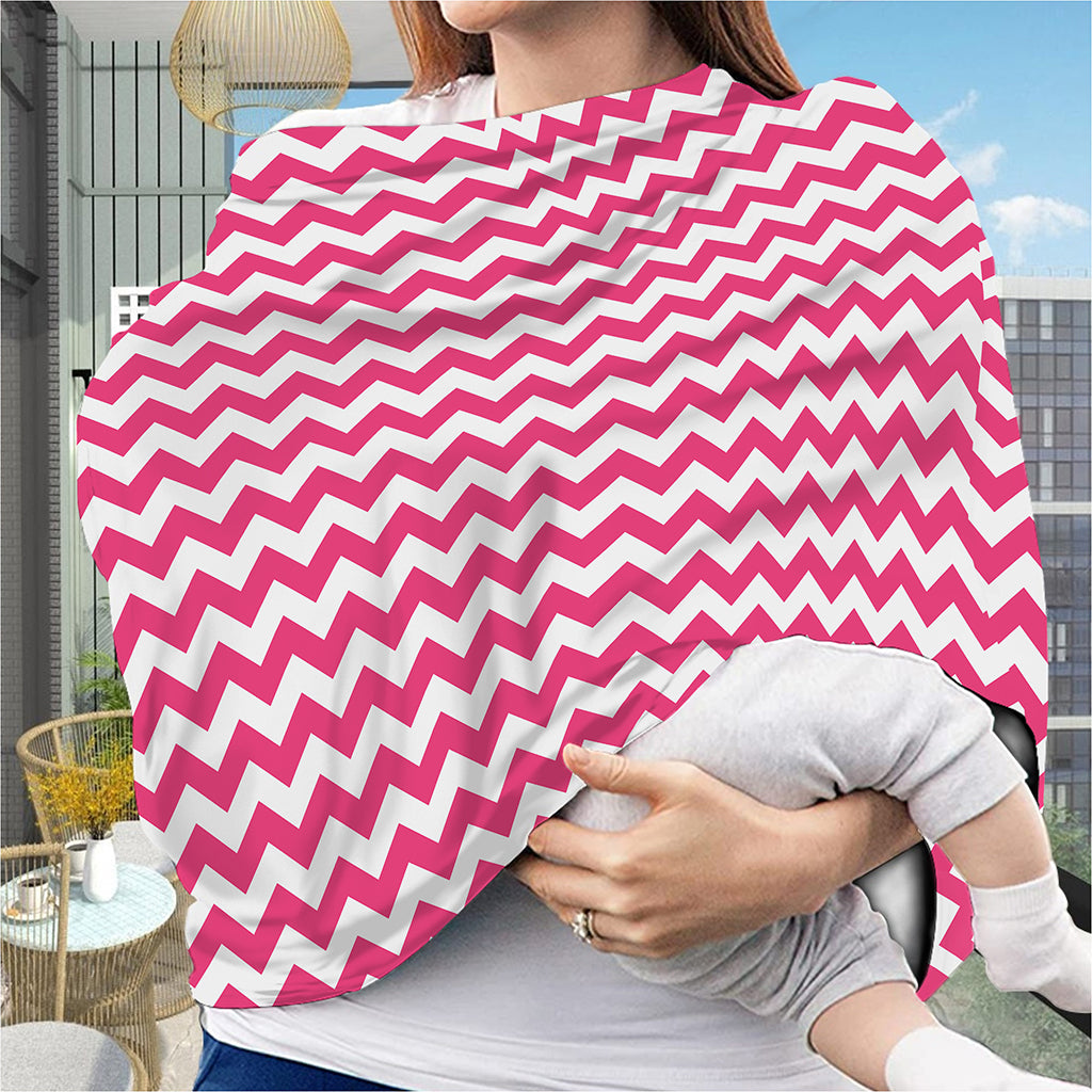 Pink And White Chevron Pattern Print Baby Seat Cover