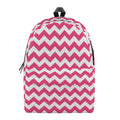 Pink And White Chevron Pattern Print School Backpack