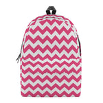 Pink And White Chevron Pattern Print Backpack