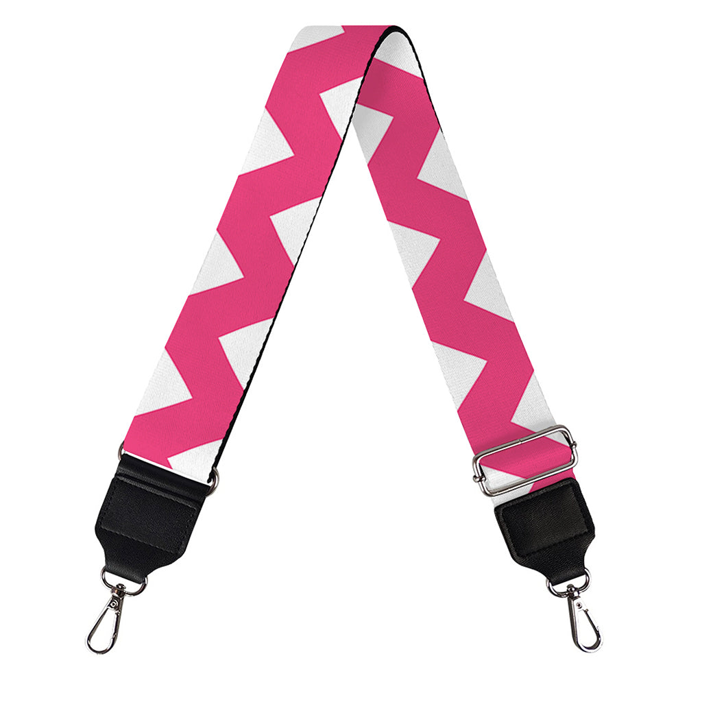 Pink And White Chevron Pattern Print Bag Strap