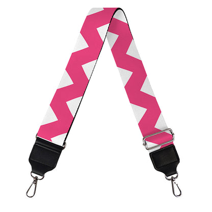 Pink And White Chevron Pattern Print Bag Strap
