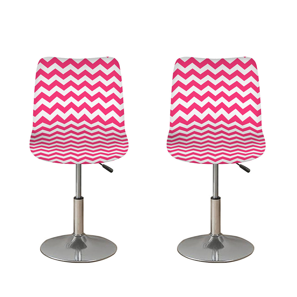 Pink And White Chevron Pattern Print Bar Stool Covers