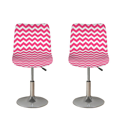 Pink And White Chevron Pattern Print Bar Stool Covers