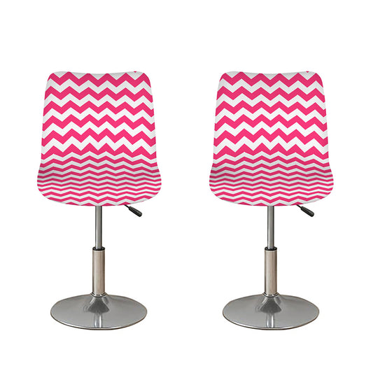 Pink And White Chevron Pattern Print Bar Stool Covers