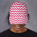 Pink And White Chevron Pattern Print Baseball Cap