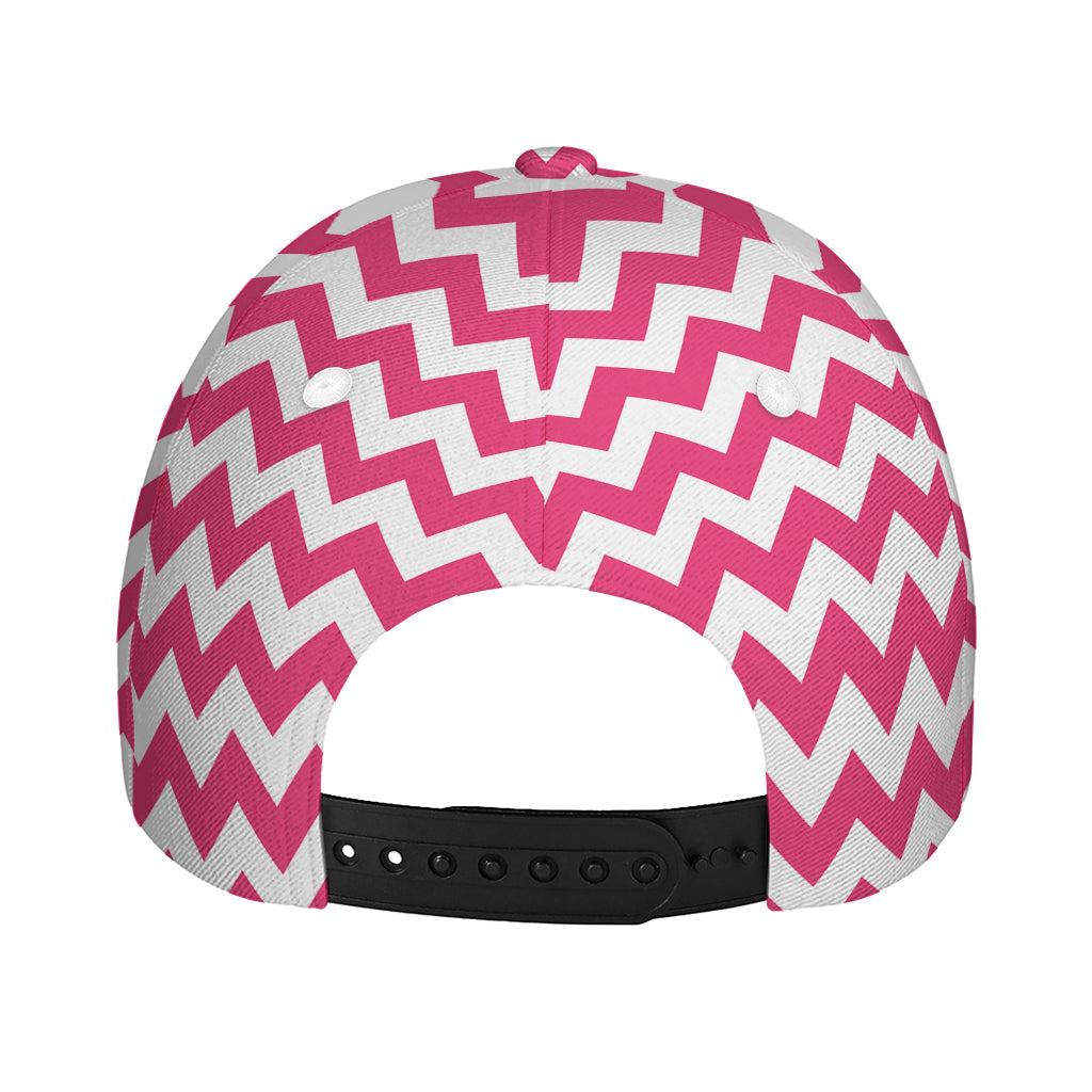 Pink And White Chevron Pattern Print Baseball Cap