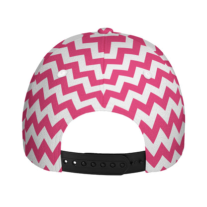 Pink And White Chevron Pattern Print Baseball Cap
