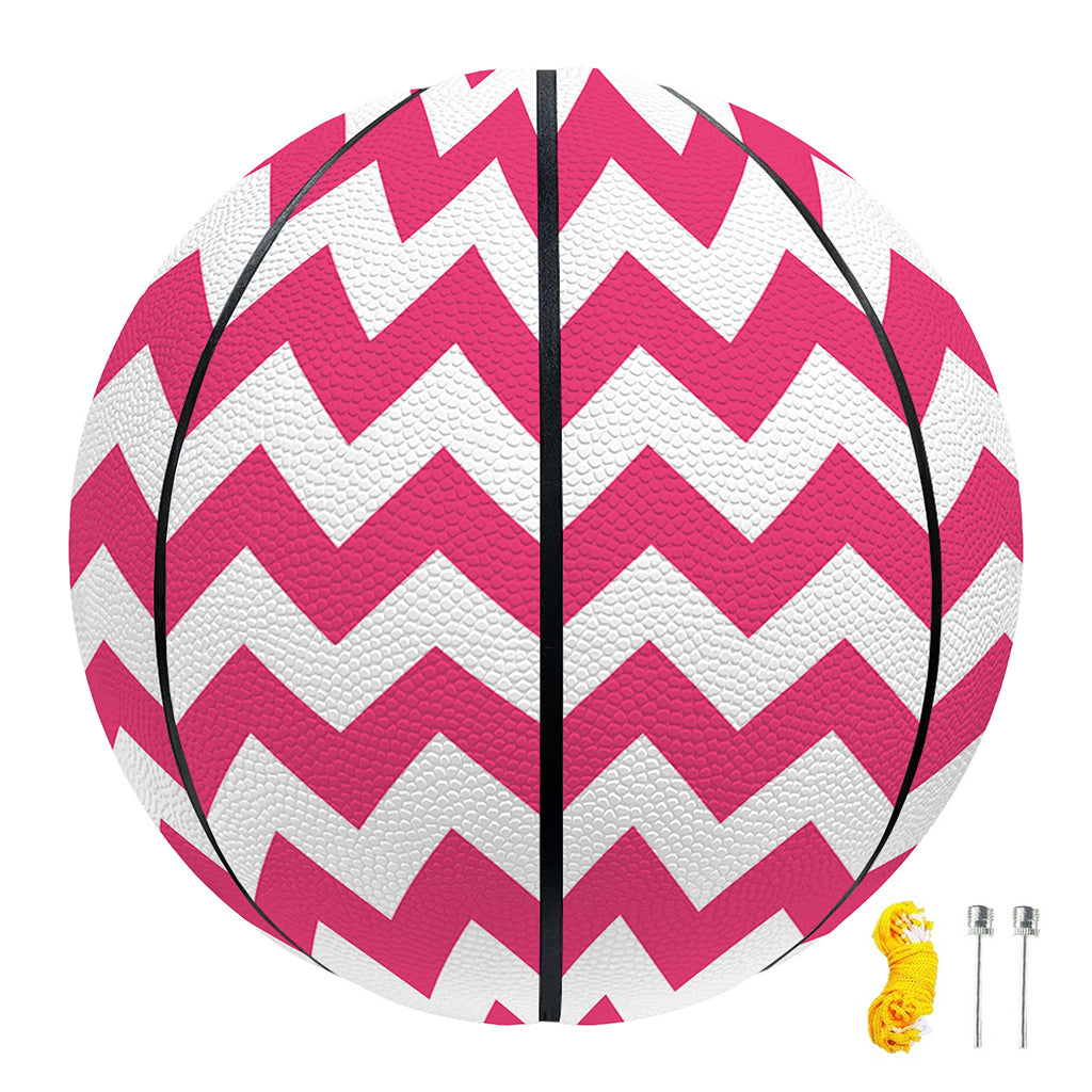 Pink And White Chevron Pattern Print Basketball